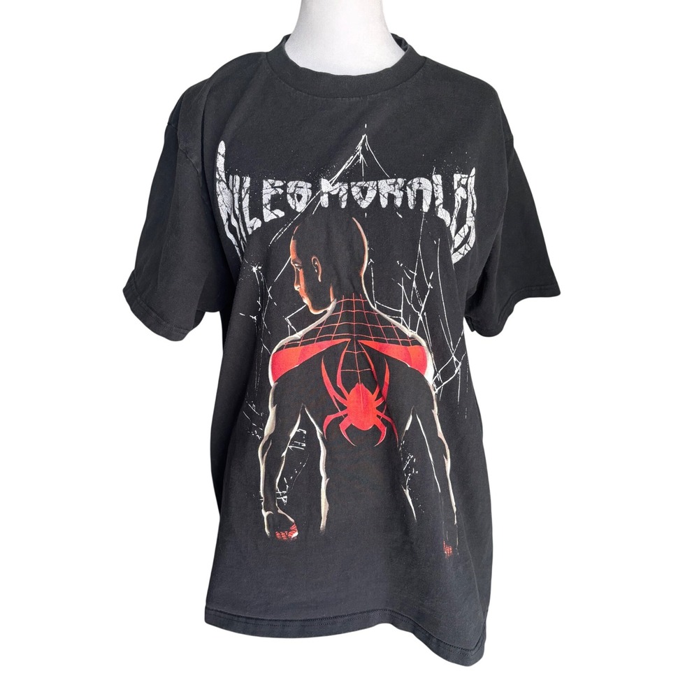 Marvel Miles Morales Spider-Man Graphic T-Shirt Mens Medium Black Short Sleeve